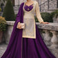 Embroidered Chinon Silk Palazzo Suit Set