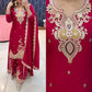 Embroidered Chinon Silk Sharara Suit