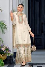 Embroidered Chinon Silk Sharara Suit Set