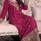 Embroidered Chinon Silk Suit Set
