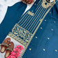 Embroidered Chinon Silk Suit Set