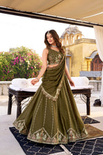 Embroidered Chocolate Crush Lehenga Choli Set with Dupatta