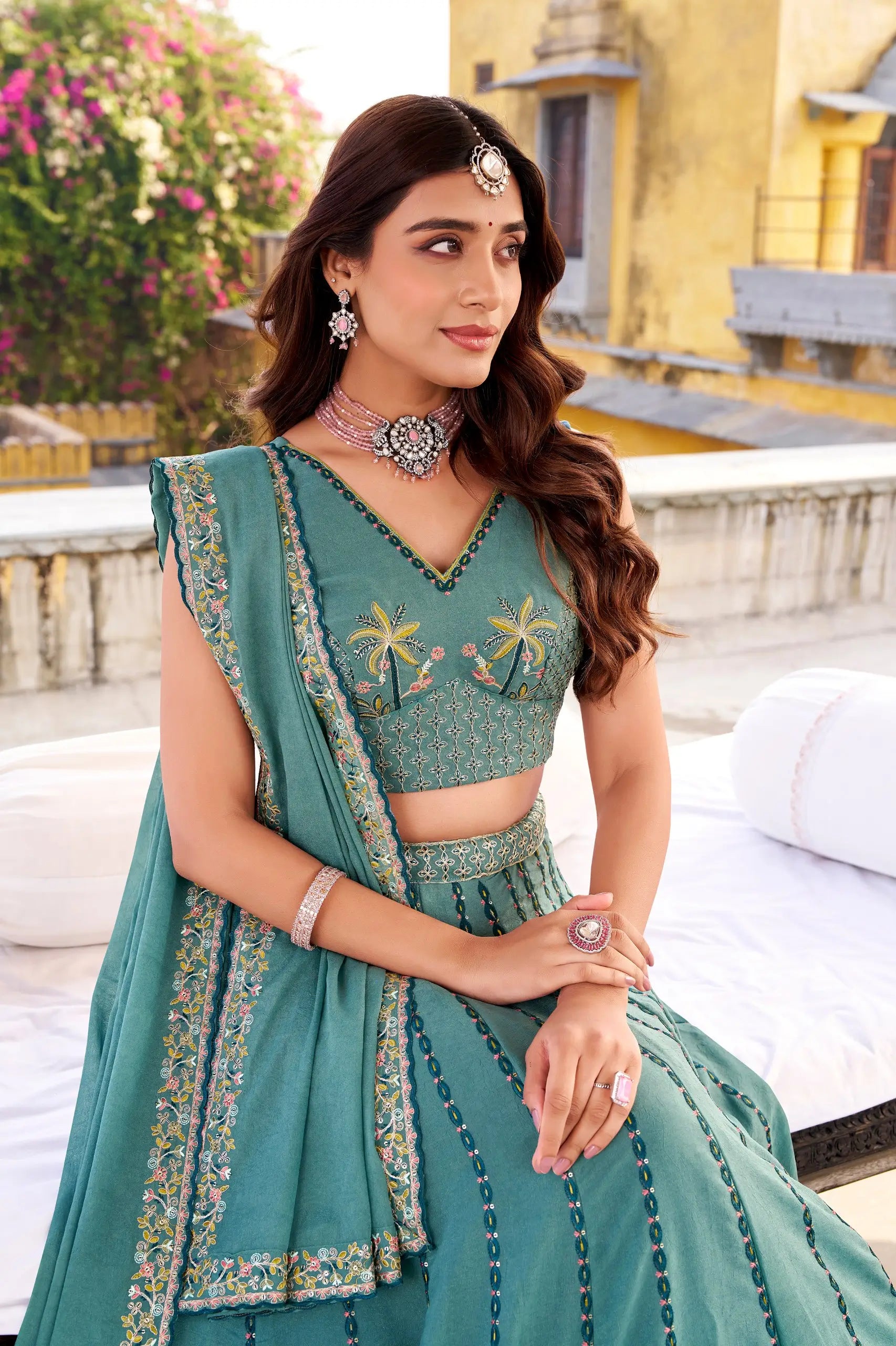 Embroidered Chocolate Crush Lehenga Choli Set with Dupatta