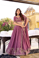 Embroidered Chocolate Crush Lehenga Choli Set with Dupatta