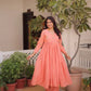 Embroidered Cotton Anarkali Kurti Pant Set for Festive and Casual Wear