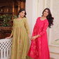 Embroidered Cotton Anarkali Kurti Pant Set for Festive and Casual Wear