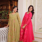 Embroidered Cotton Anarkali Kurti Pant Set for Festive and Casual Wear