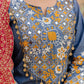 Embroidered Cotton Denim Kurti Pant Dupatta Set