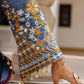 Embroidered Cotton Denim Kurti Pant Dupatta Set