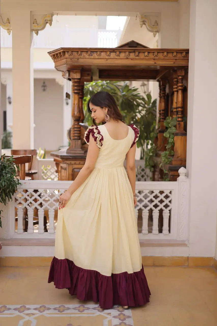 Embroidered Cotton Flair Gown