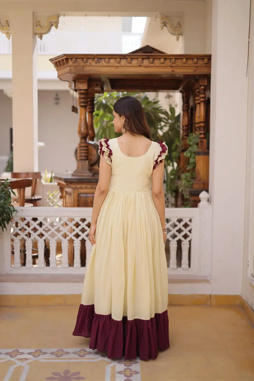Embroidered Cotton Flair Gown