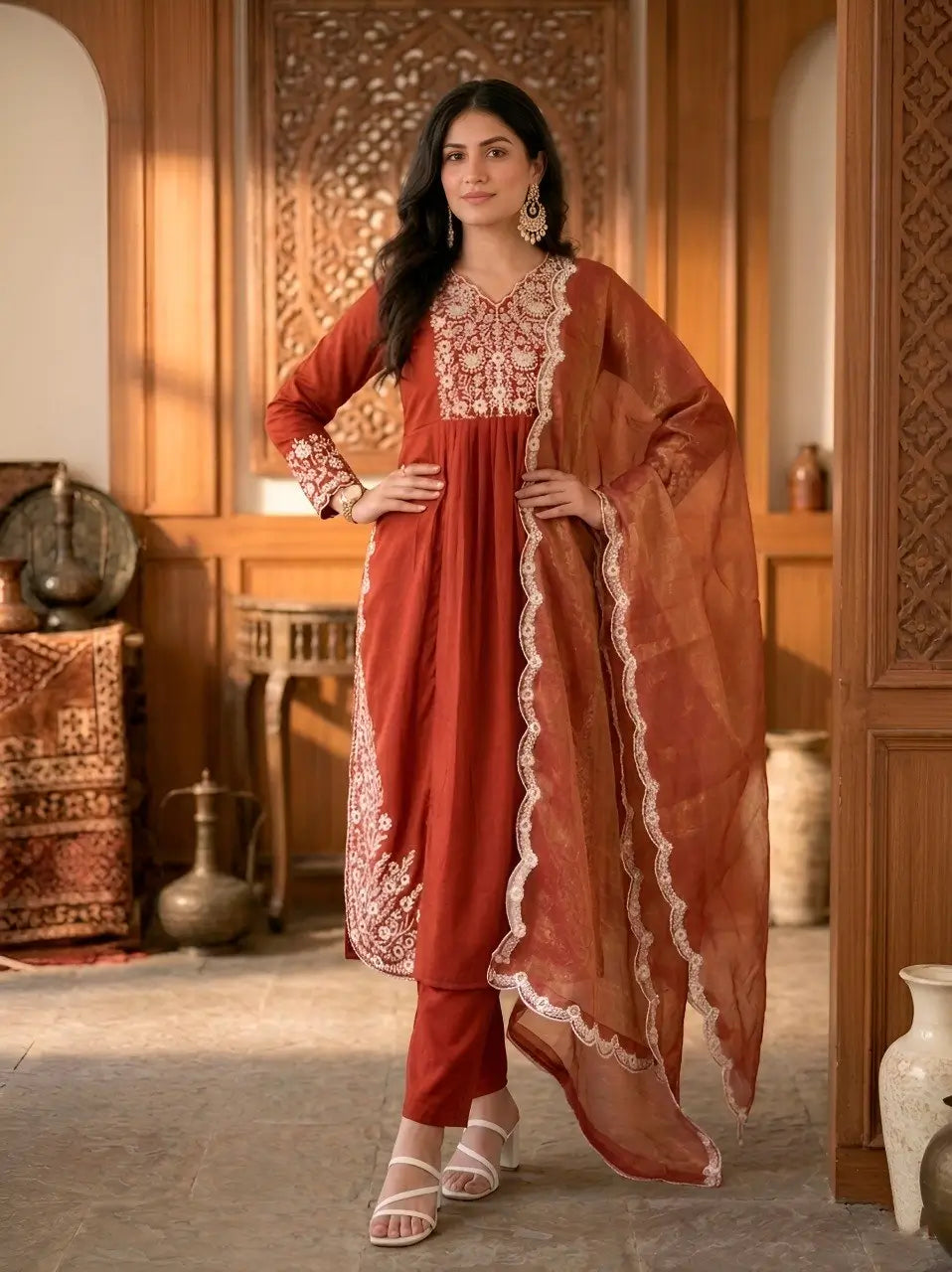Embroidered Cotton Suit Set for Festive and Family Functions