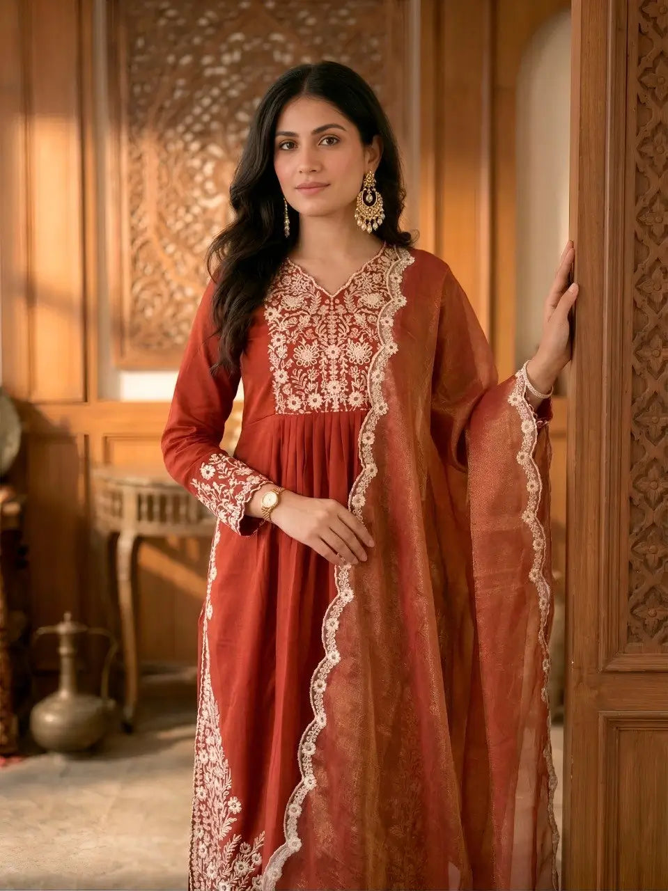 Embroidered Cotton Suit Set for Festive and Family Functions