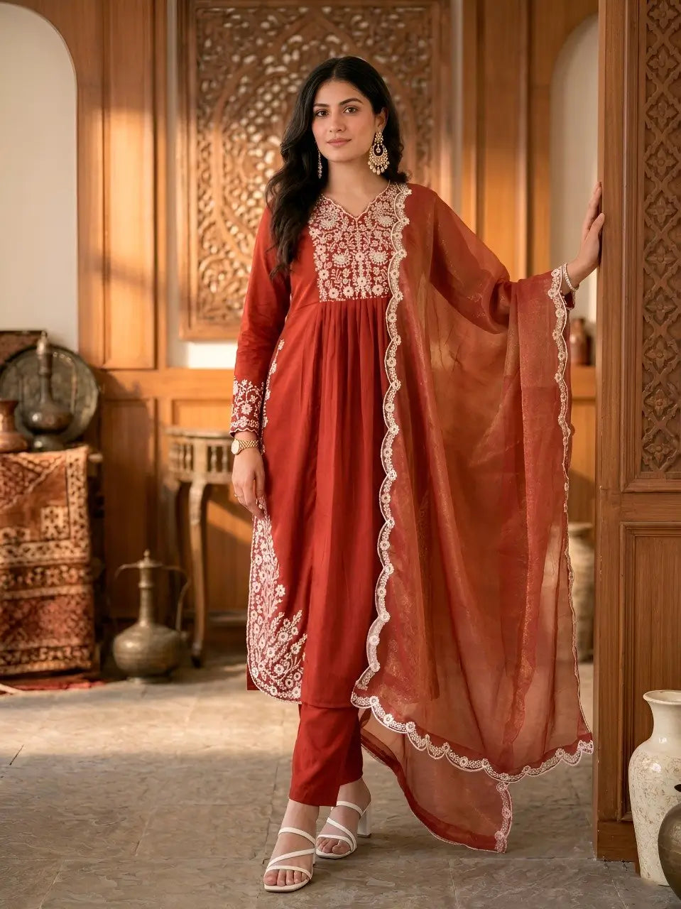 Embroidered Cotton Suit Set for Festive and Family Functions