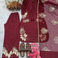 Embroidered Crepe Palazzo Set with Organza Dupatta