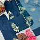 Embroidered Crepe Palazzo Set with Organza Dupatta