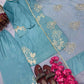 Embroidered Crepe Palazzo Set with Organza Dupatta