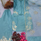 Embroidered Crepe Palazzo Set with Organza Dupatta