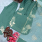 Embroidered Crepe Palazzo Set with Organza Dupatta