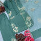 Embroidered Crepe Palazzo Set with Organza Dupatta