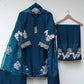 Embroidered Crepe Palazzo Set with Organza Dupatta
