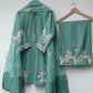 Embroidered Crepe Palazzo Set with Organza Dupatta