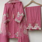 Embroidered Crepe Palazzo Set with Organza Dupatta