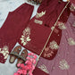 Embroidered Crepe Palazzo Set with Organza Dupatta