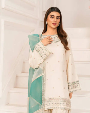 Embroidered Crepe Palazzo Suit Set
