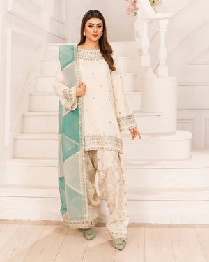 Embroidered Crepe Palazzo Suit Set