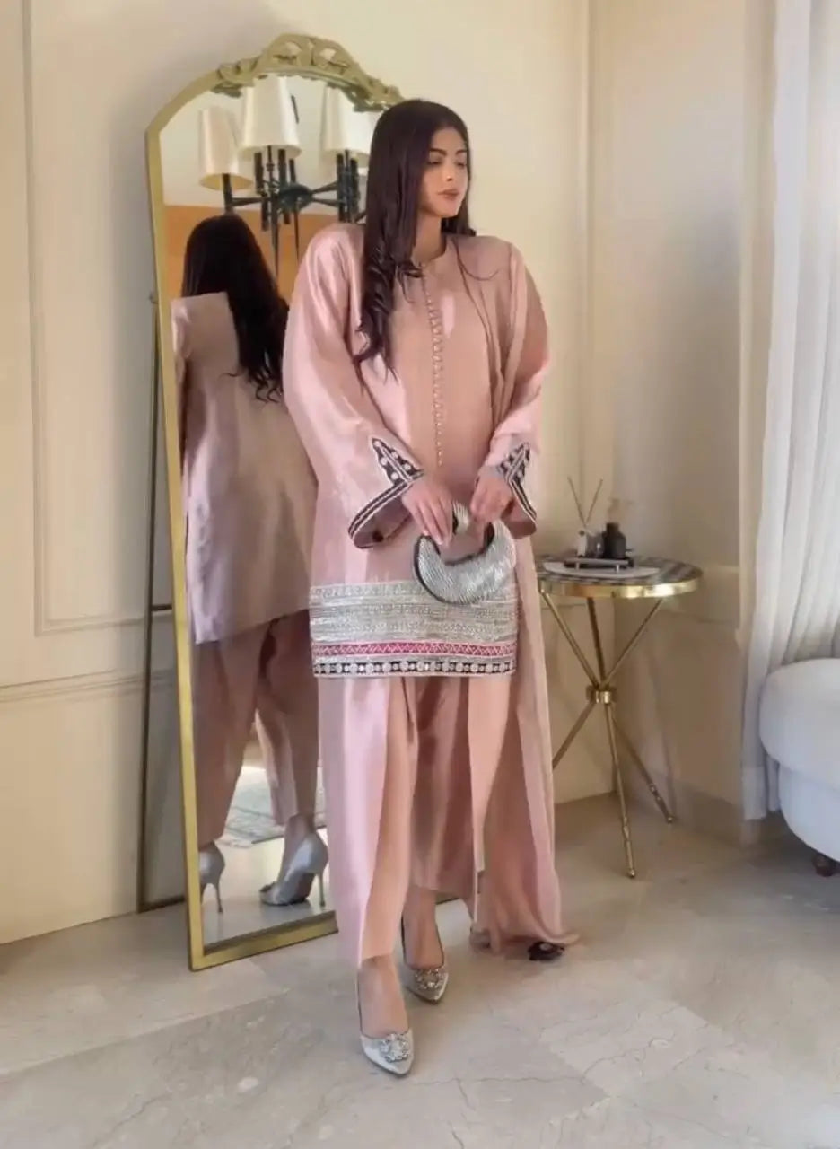 Embroidered Crepe Palazzo Suit with Fancy Dupatta