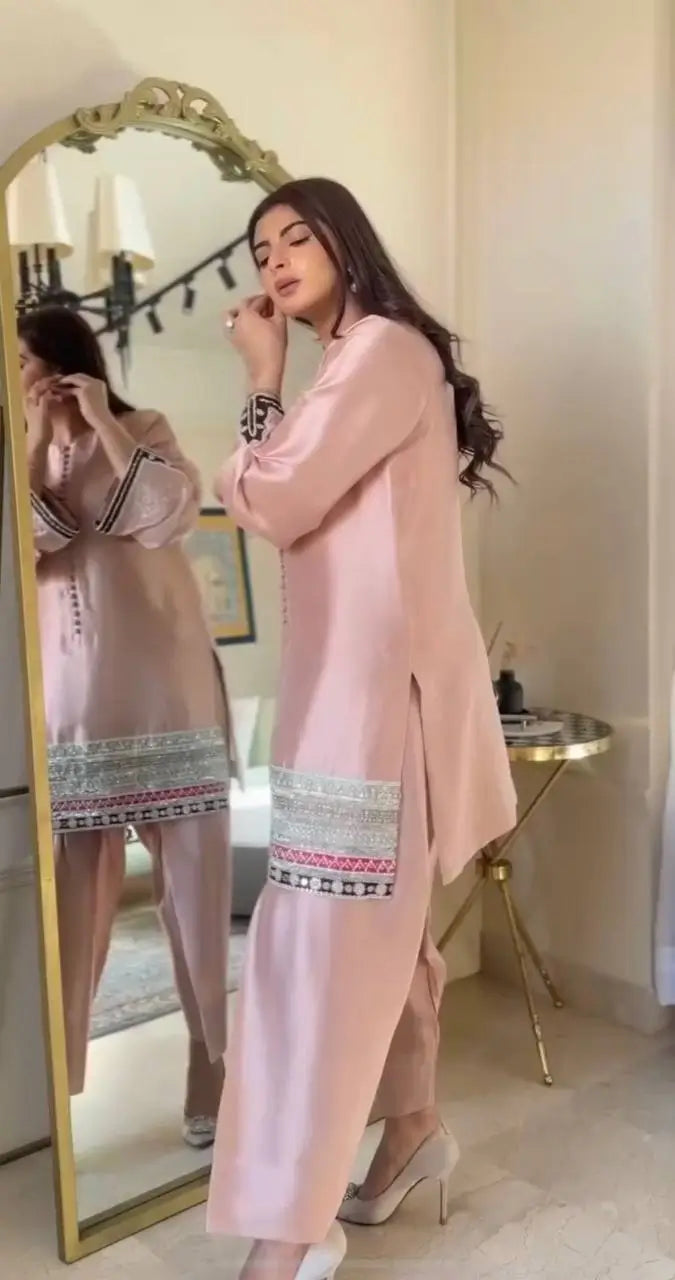 Embroidered Crepe Palazzo Suit with Fancy Dupatta