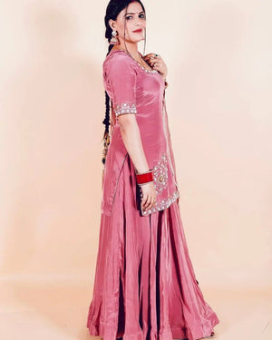 Embroidered Crepe Sharara Suit with Georgette Dupatta