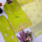 Embroidered Crepe Silk Kurti Farshi Pant Set with Dupatta