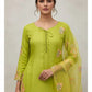 Embroidered Crepe Silk Kurti Farshi Pant Set with Dupatta
