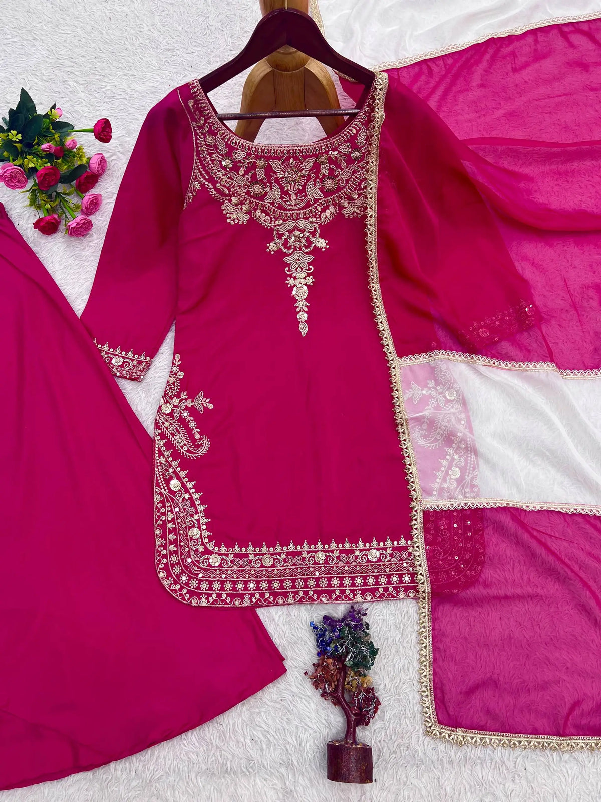 Embroidered Crepe Silk Sharara Set