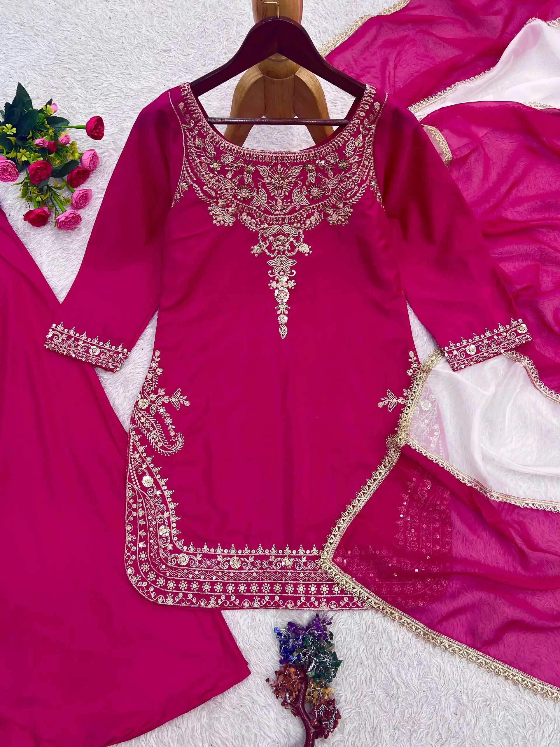 Embroidered Crepe Silk Sharara Set