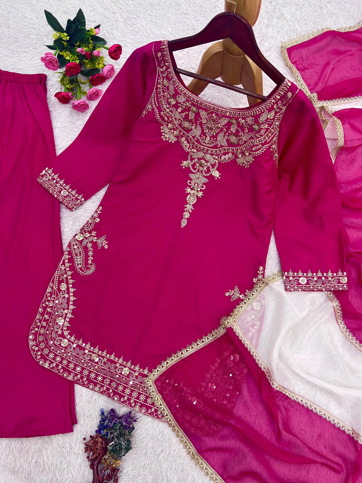 Embroidered Crepe Silk Sharara Set