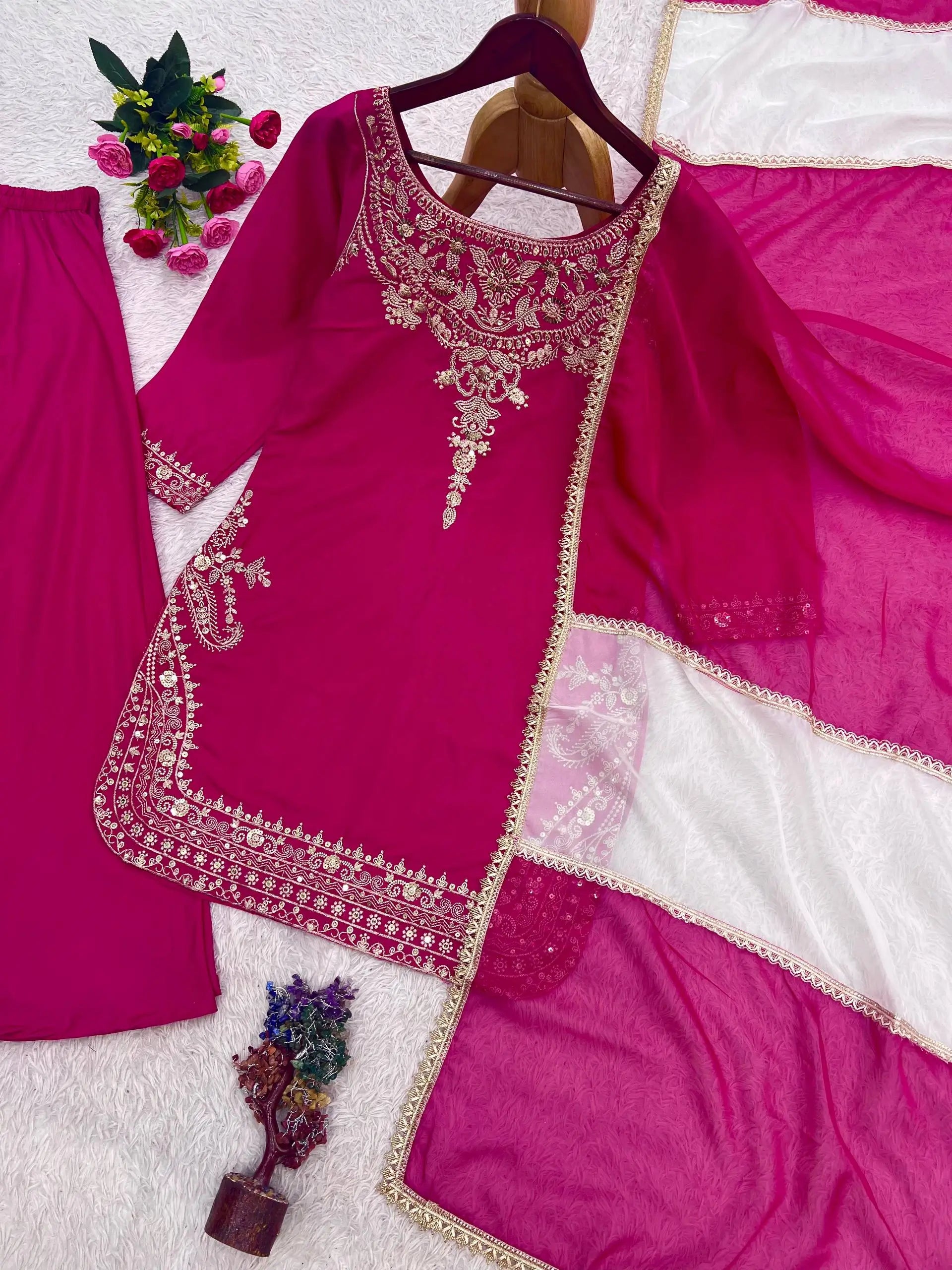 Embroidered Crepe Silk Sharara Set