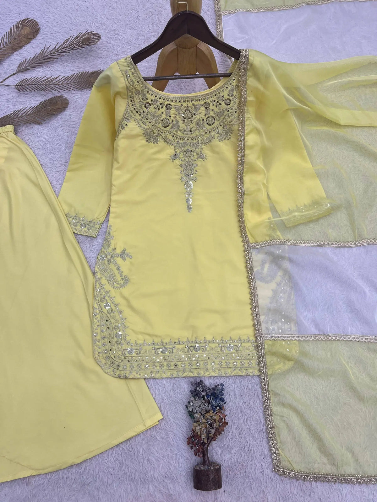 Embroidered Crepe Silk Sharara Set