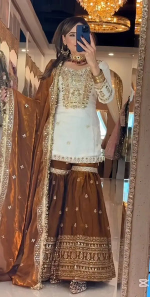 Embroidered Crepe Silk Sharara Set