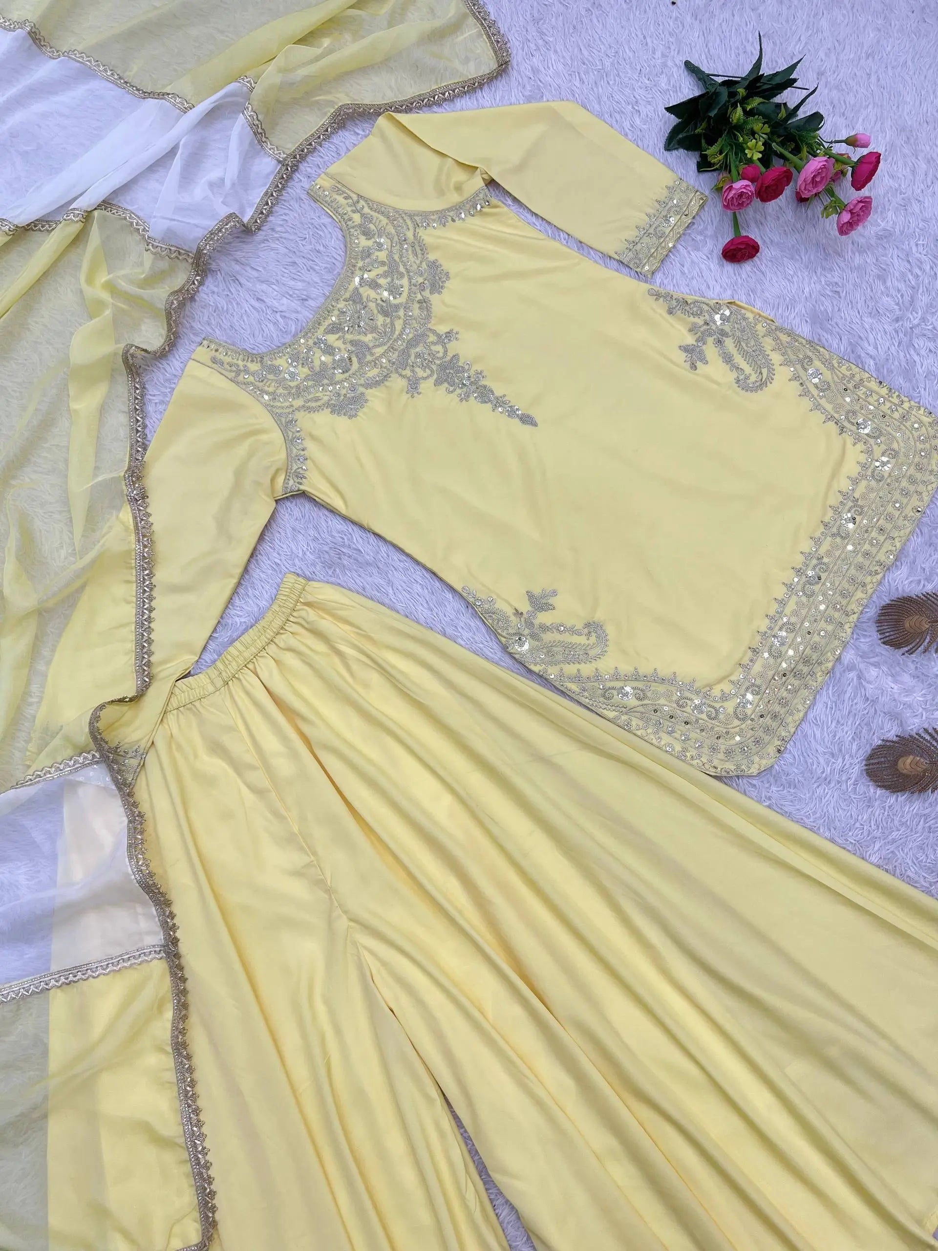 Embroidered Crepe Silk Sharara Set