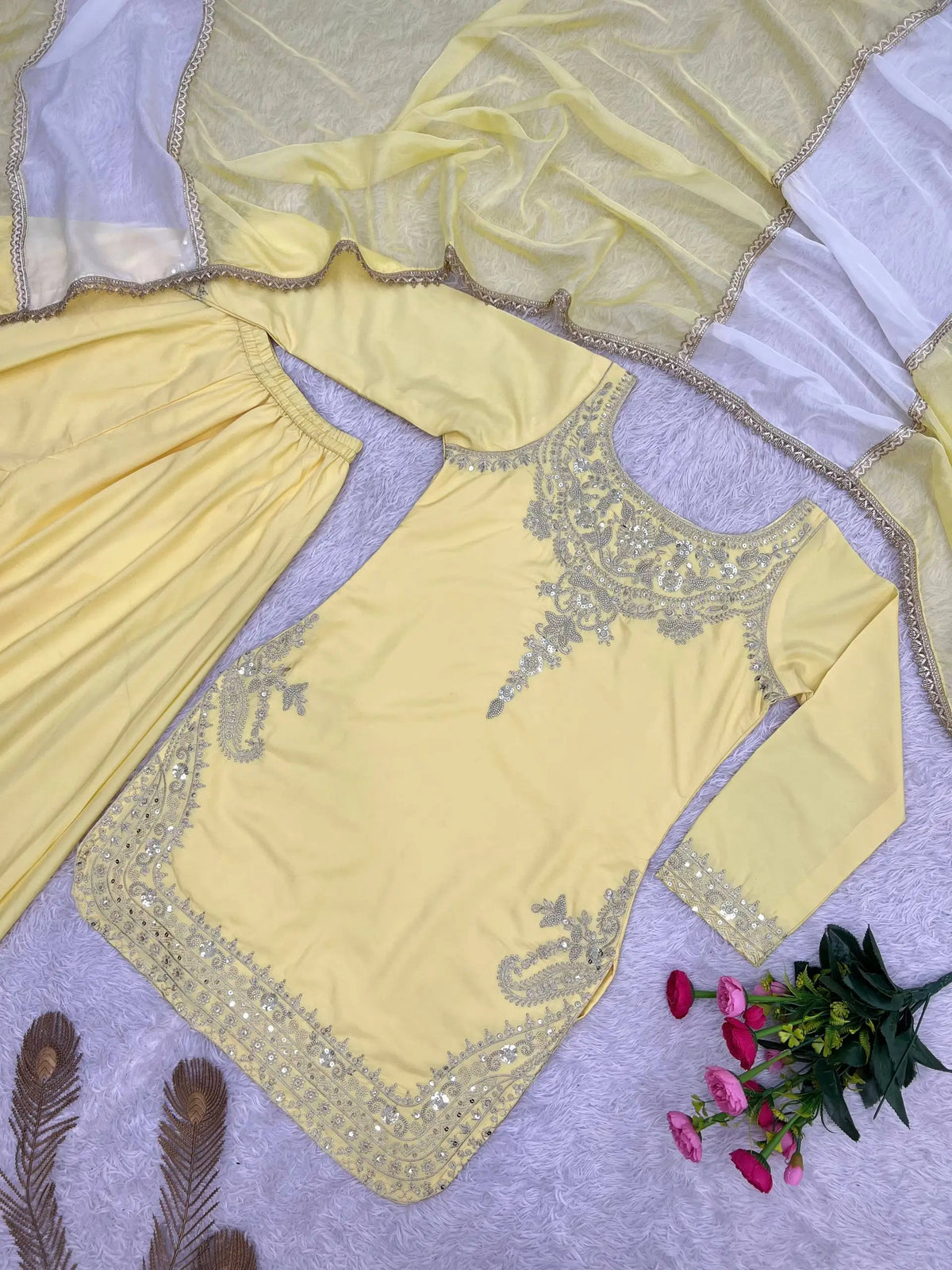 Embroidered Crepe Silk Sharara Set