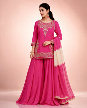 Embroidered Crepe Silk Sharara Set