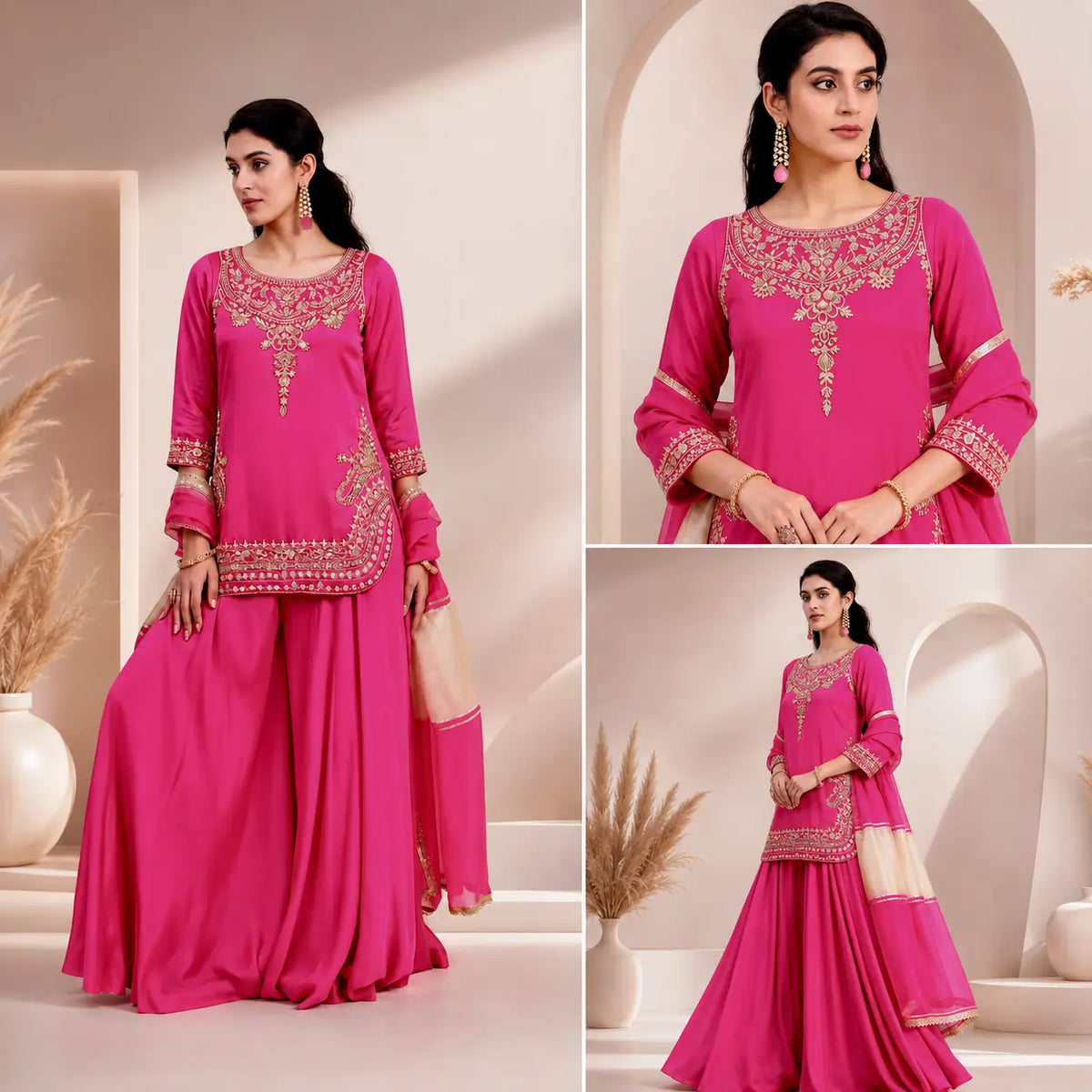 Embroidered Crepe Silk Sharara Set