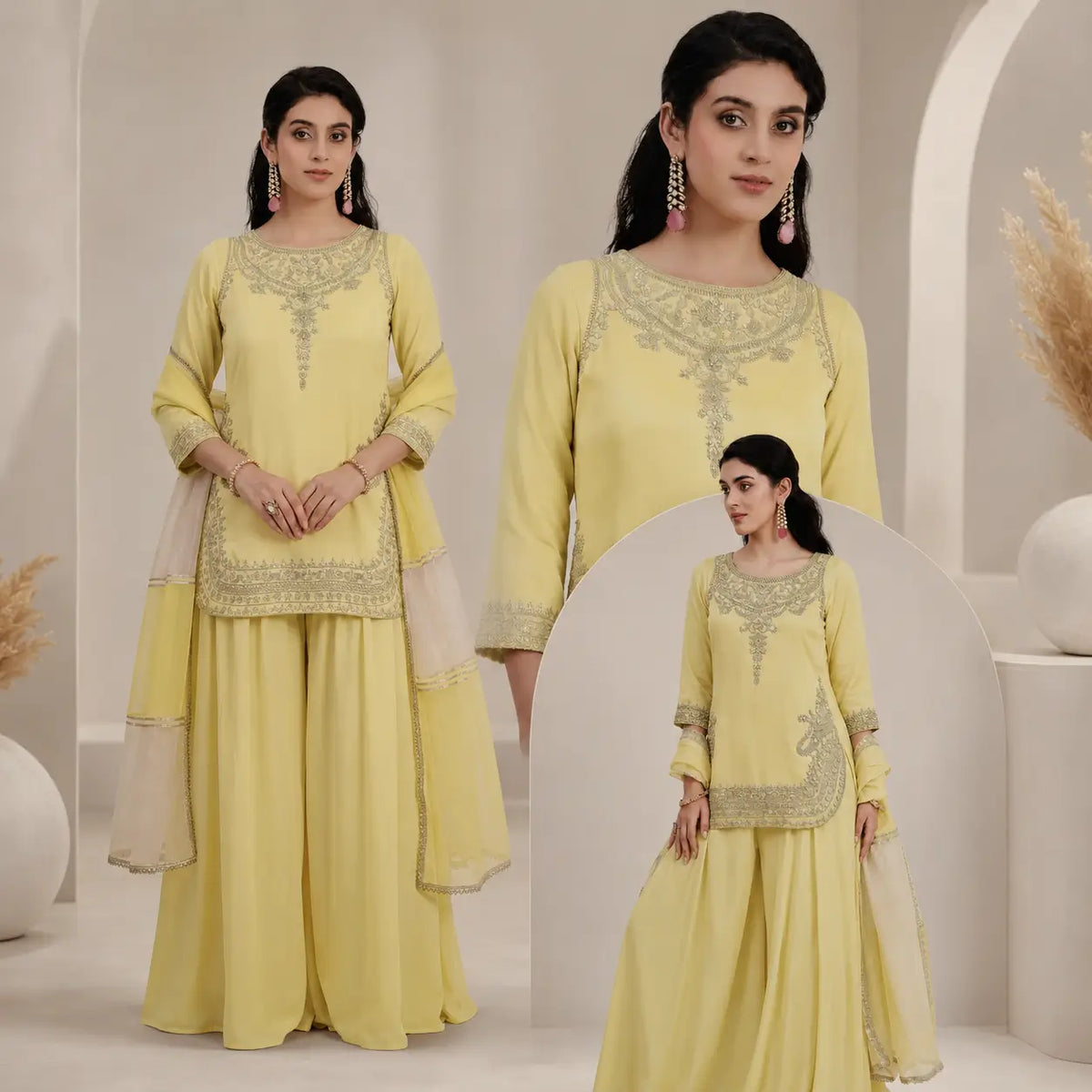Embroidered Crepe Silk Sharara Set