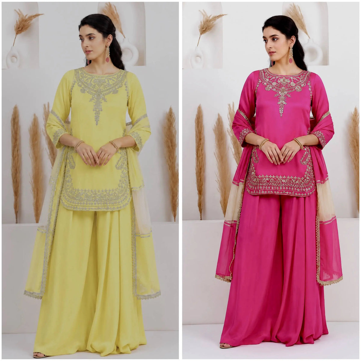 Embroidered Crepe Silk Sharara Set