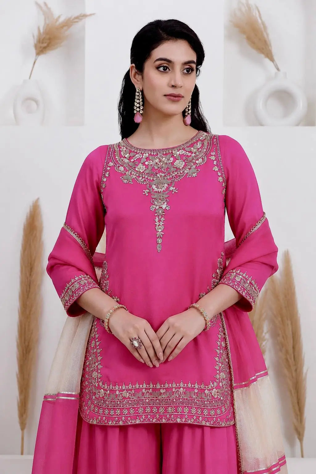 Embroidered Crepe Silk Sharara Set