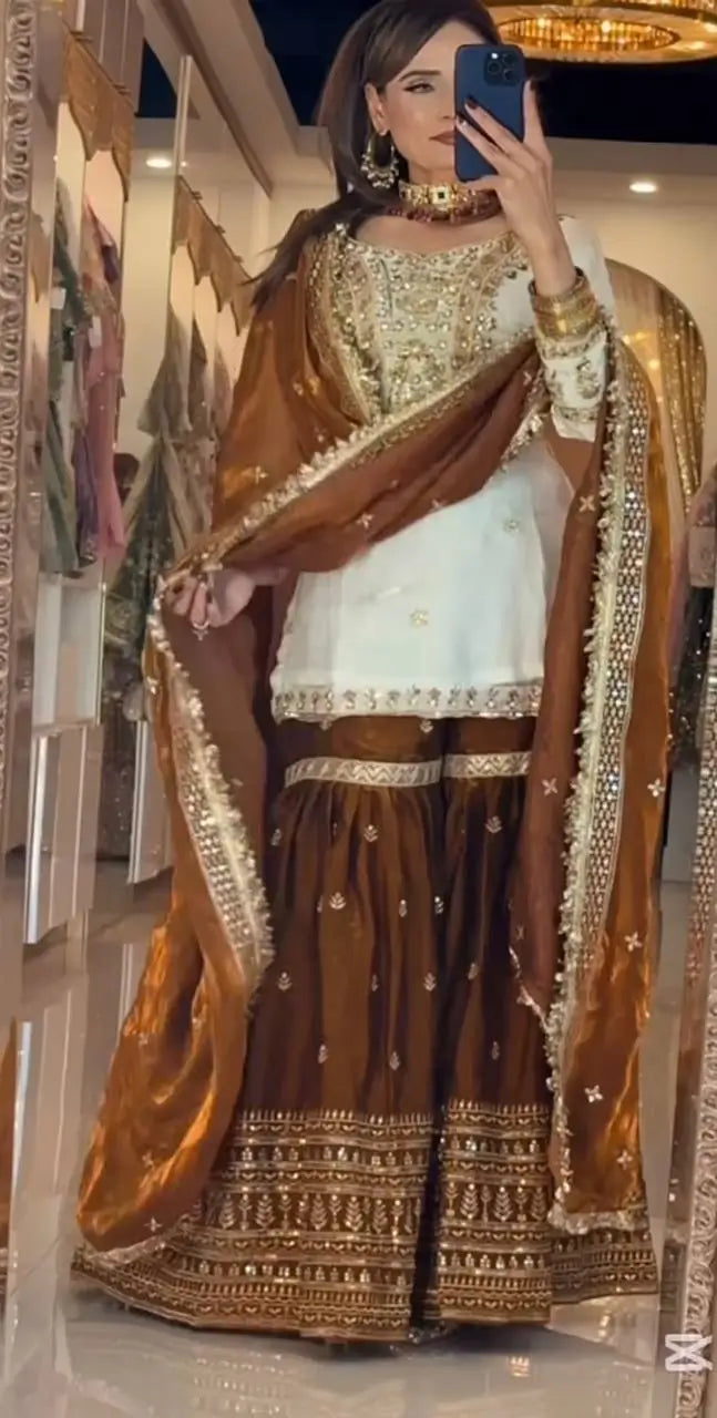 Embroidered Crepe Silk Sharara Set