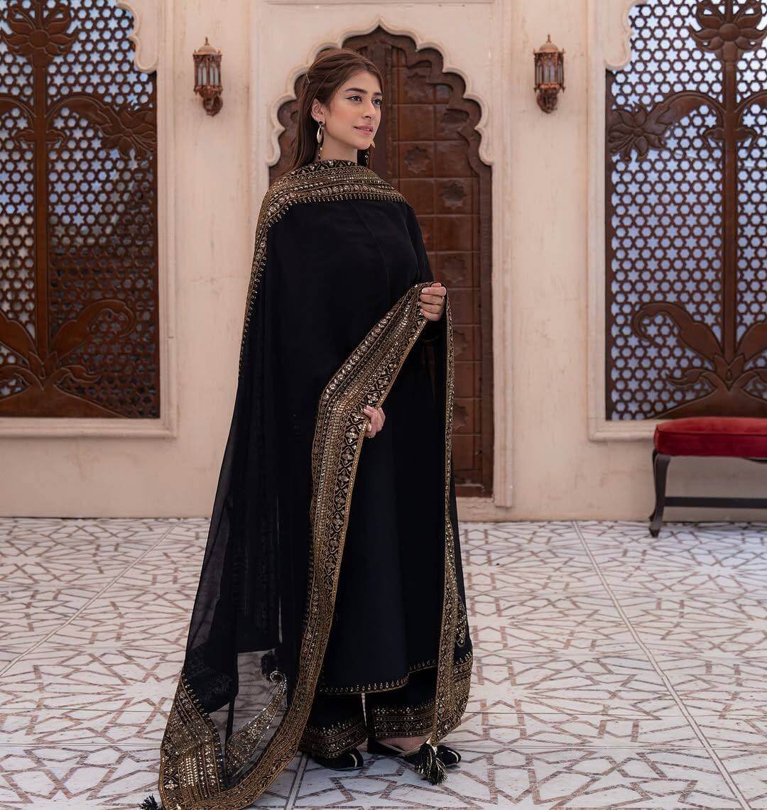 Embroidered Crepe Silk Straight Suit Set with Dupatta